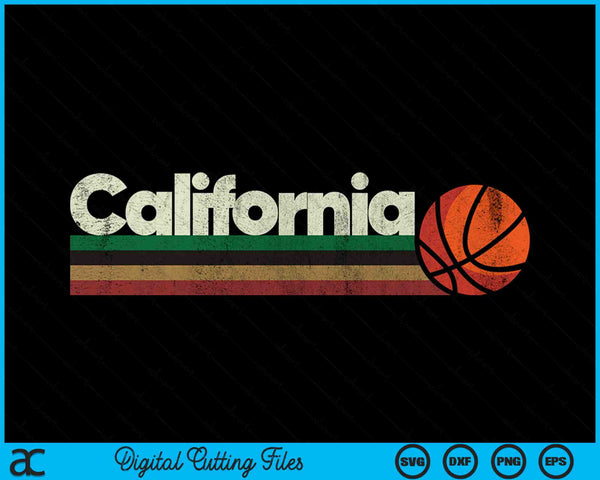 Vintage Basketball California B-Ball Retro Stripes SVG PNG Digital Cutting Files
