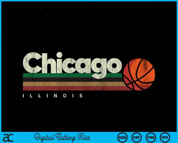 Vintage Basketball Chicago City Basketball Retro Stripes SVG PNG Digital Cutting Files