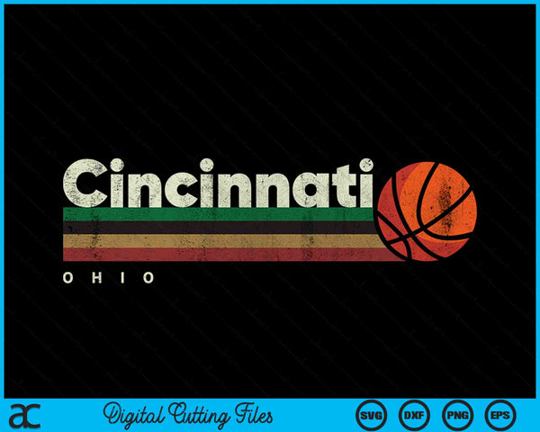 Vintage Basketball Cincinnati City B-Ball Retro Stripes SVG PNG Digital Cutting Files