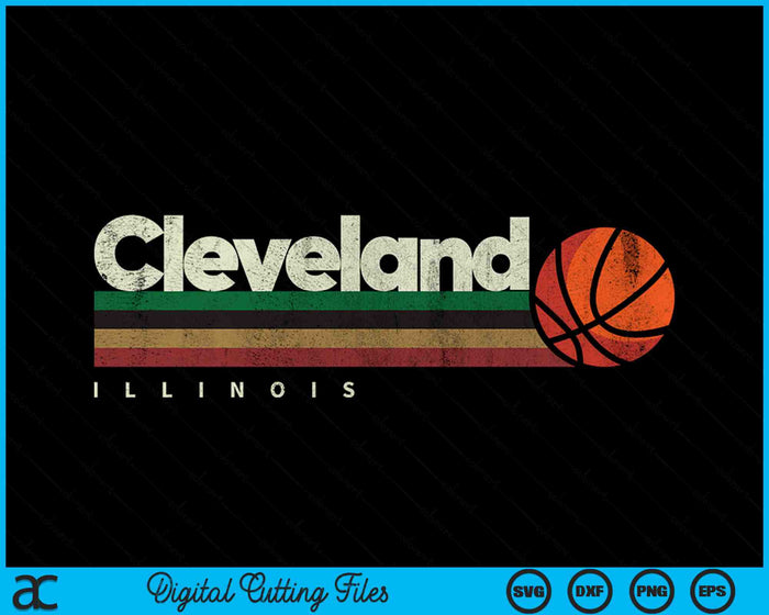 Vintage Basketball Cleveland City B-Ball Retro Stripes SVG PNG Digital Cutting Files