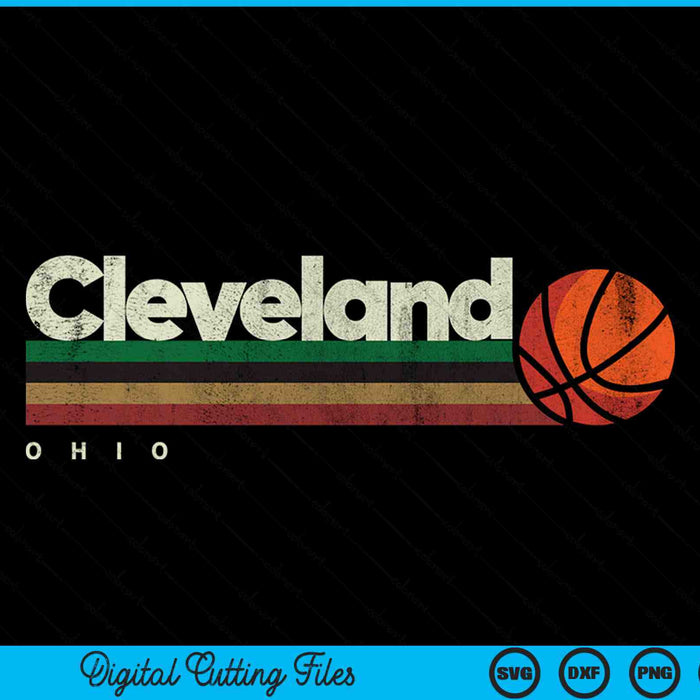 Vintage basketball Cleveland city basketball retro stripes SVG PNG cut file for Cricut