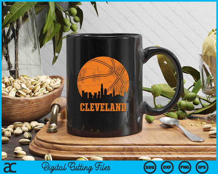 Vintage Basketball Cleveland City Skyline Outfit SVG PNG Digital Cutting Files