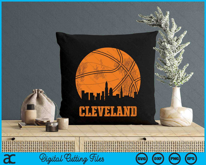 Vintage Basketball Cleveland City Skyline Outfit SVG PNG Digital Cutting Files