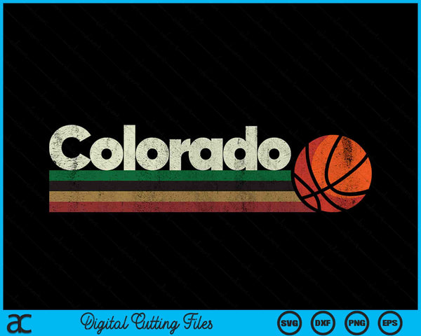 Vintage Basketball Colorado B-Ball Retro Stripes SVG PNG Digital Cutting Files