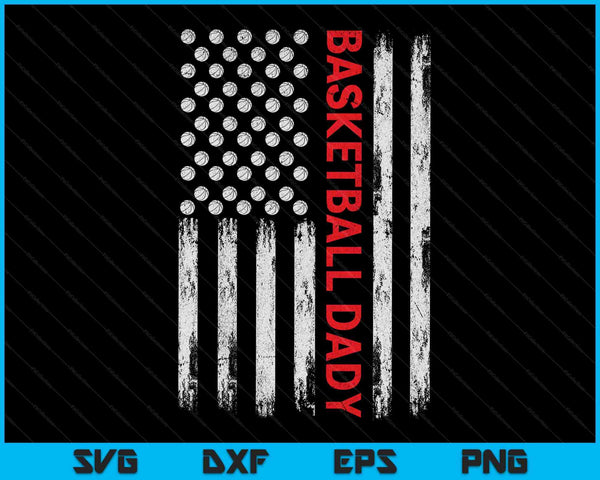 Vintage basketbal Dady USA vlag SVG PNG digitale afdrukbare bestanden