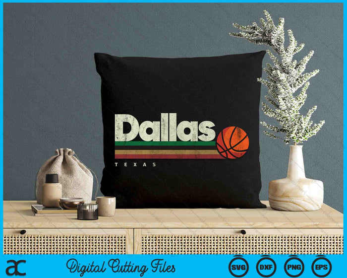 Vintage Basketball Dallas City B-Ball Retro Stripes SVG PNG Digital Cutting Files