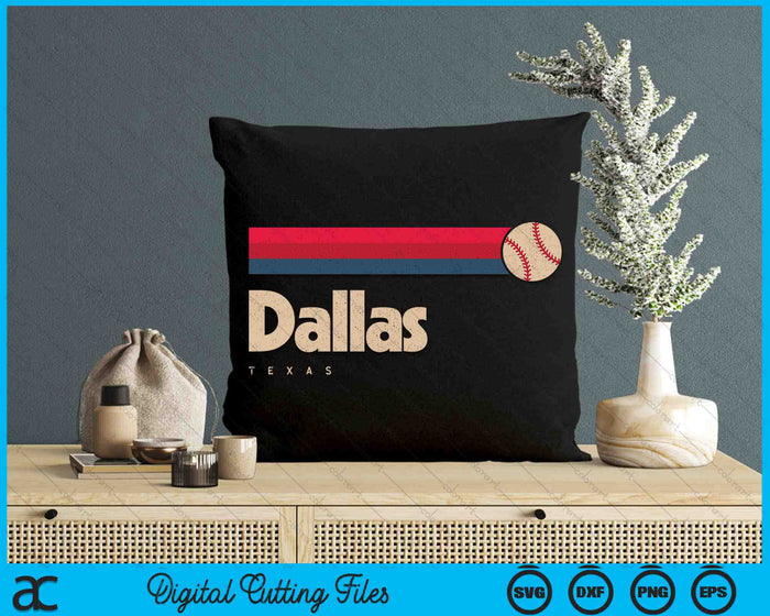 Vintage Baseball Dallas City B-Ball Retro Stripes SVG PNG Digital Cutting Files