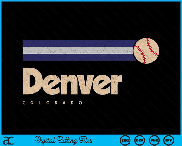 Vintage Baseball Denver City B-Ball Retro Stripes SVG PNG Digital Cutting Files