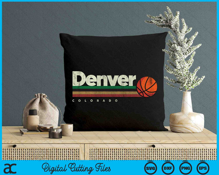 Vintage Basketball Denver City B-Ball Retro Stripes SVG PNG Digital Cutting Files