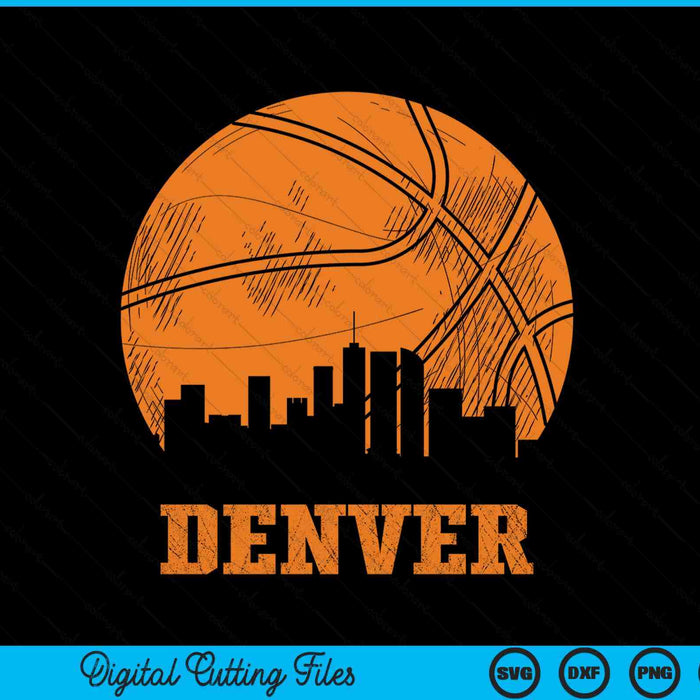 Vintage basketball Denver city skyline outfit SVG PNG cut file for Cricut