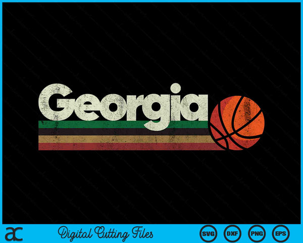 Vintage Basketball Georgia B-Ball Retro Stripes SVG PNG Digital Cutting Files