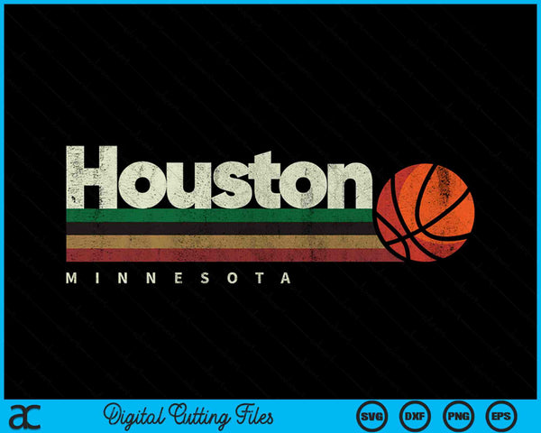 Vintage Basketball Houston City B-Ball Retro Stripes SVG PNG Digital Cutting Files