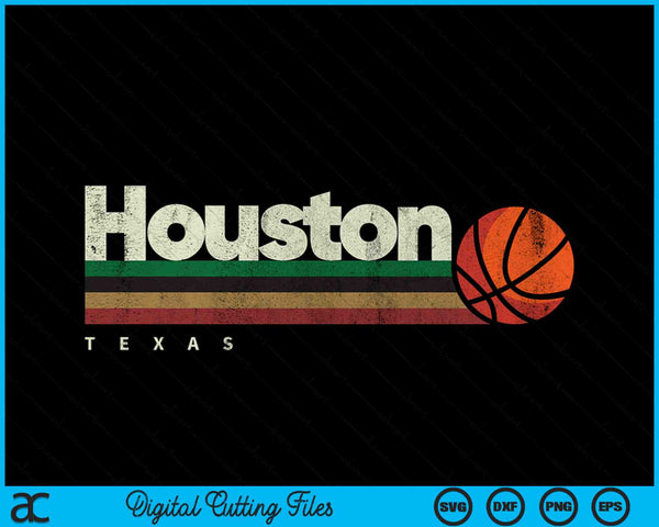 Vintage Basketball Houston City Basketball Retro Stripes SVG PNG Digital Cutting Files