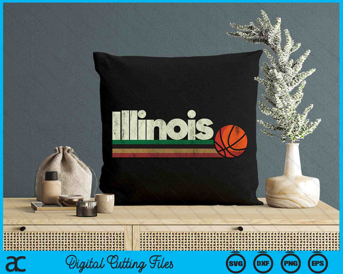 Vintage Basketball Illinois B-Ball Retro Stripes SVG PNG Digital Cutting Files