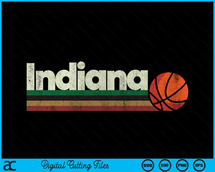 Vintage Basketball Indiana B-Ball Retro Stripes SVG PNG Digital Cutting Files