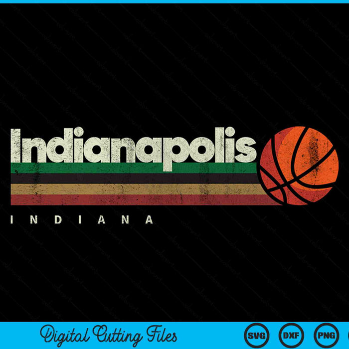 Vintage basketball indianapolis city b-ball retro stripes SVG PNG cut file for Cricut