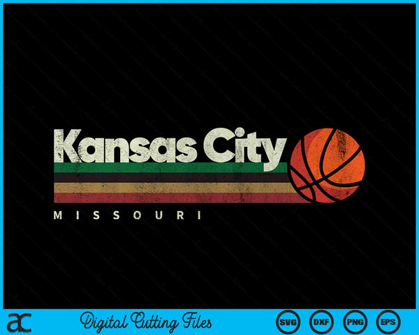 Vintage Basketball Kansas City Basketball Retro Stripes SVG PNG Digital Cutting Files