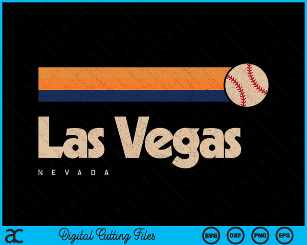 Vintage Baseball Las Vegas City B-Ball Retro Stripes SVG PNG Digital Cutting Files