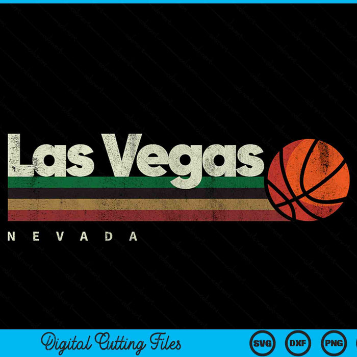 Vintage basketball Las Vegas city b-ball retro stripes SVG PNG cut file for Cricut