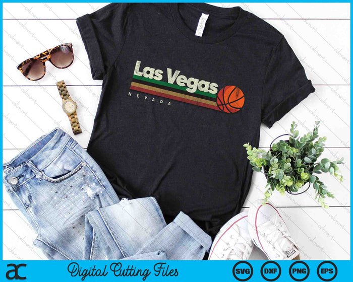 Vintage Basketball Las Vegas City B-Ball Retro Stripes SVG PNG Digital Cutting Files