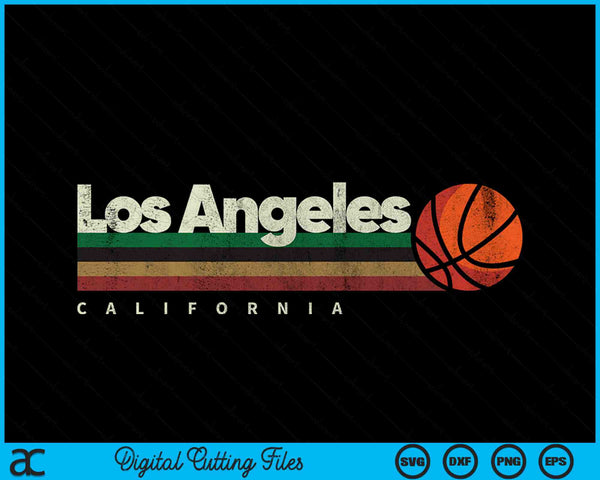 Vintage Basketball Los Angeles City Basketball Retro Stripes SVG PNG Digital Cutting Files