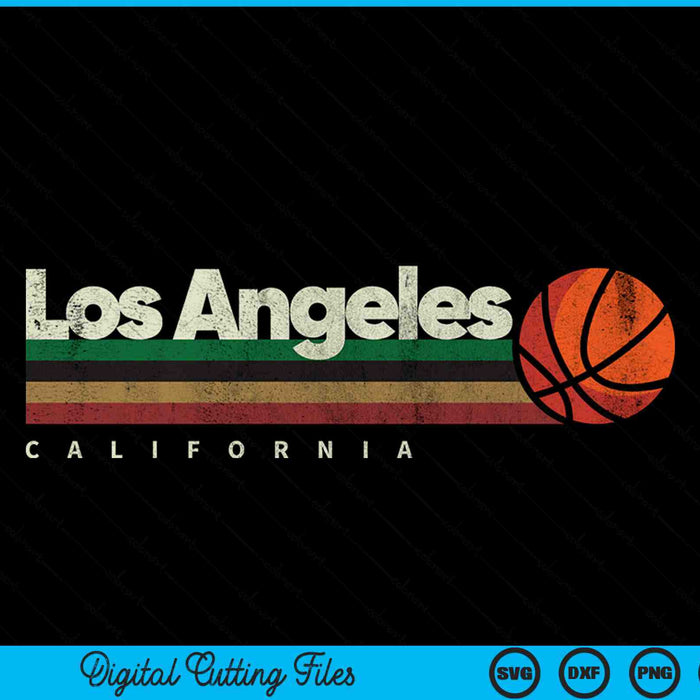 Vintage basketball Los Angeles city basketball retro stripes SVG cut file