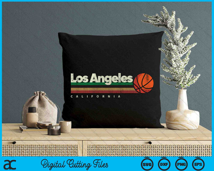 Vintage Basketball Los Angeles City Basketball Retro Stripes SVG PNG Digital Cutting Files