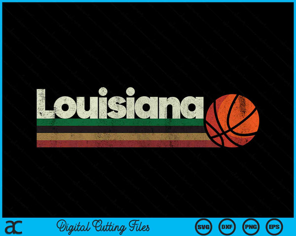 Vintage Basketball Louisiana B-Ball Retro Stripes SVG PNG Digital Cutting Files