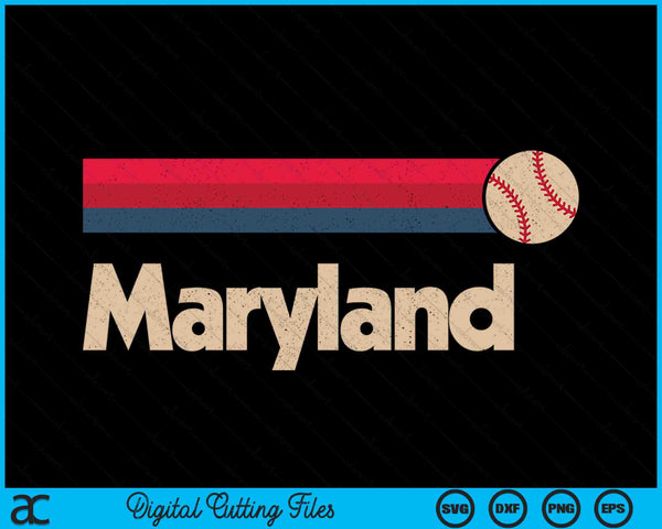 Vintage Baseball Maryland B-Ball Retro Stripes SVG PNG Digital Cutting Files