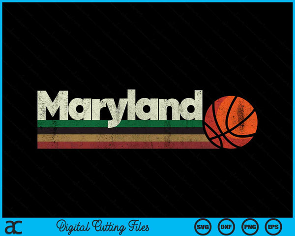 Vintage Basketball Maryland B-Ball Retro Stripes SVG PNG Digital Cutting Files