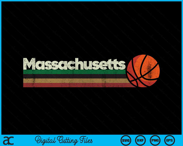 Vintage Basketball Massachusetts B-Ball Retro Stripes SVG PNG Digital Cutting Files