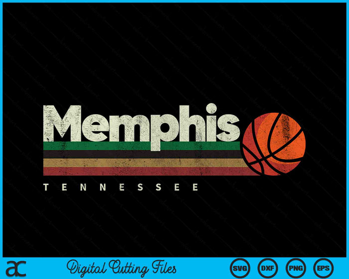 Vintage Basketball Memphis City B-Ball Retro Stripes SVG PNG Digital Cutting Files