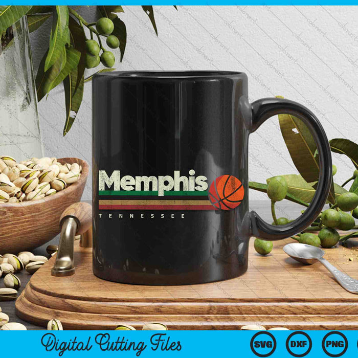 Vintage Basketball Memphis City B-Ball Retro Stripes SVG PNG Digital Cutting Files
