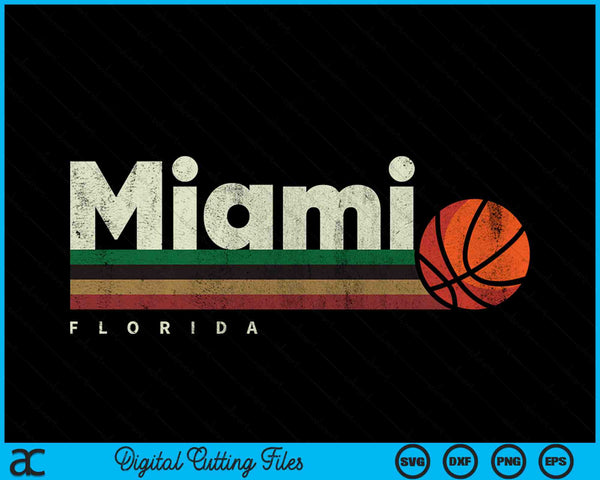 Vintage Basketball Miami City B-Ball Retro Stripes SVG PNG Digital Cutting Files