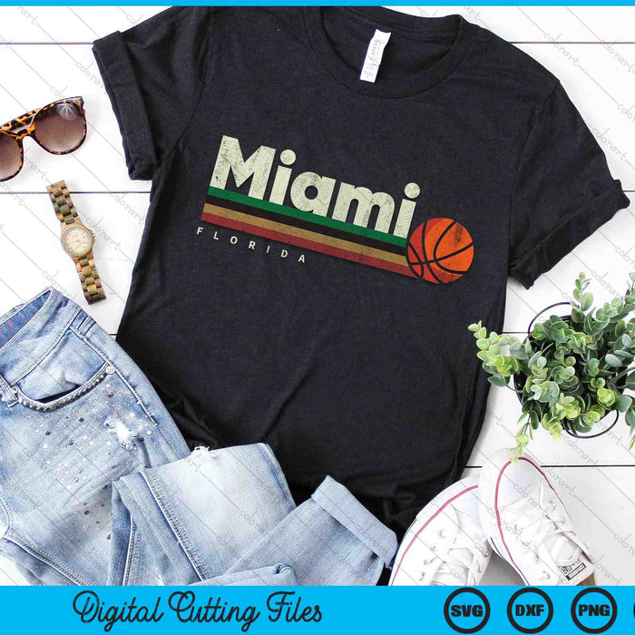 Vintage Basketball Miami City B-Ball Retro Stripes SVG PNG Digital Cutting Files
