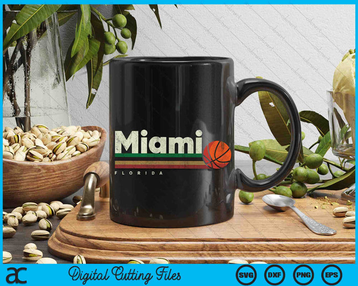 Vintage Basketball Miami City B-Ball Retro Stripes SVG PNG Digital Cutting Files