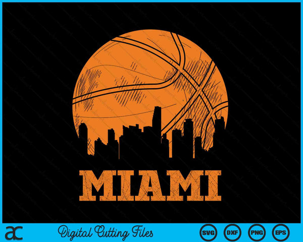 Vintage Basketball Miami City Skyline Outfit SVG PNG Digital Cutting Files