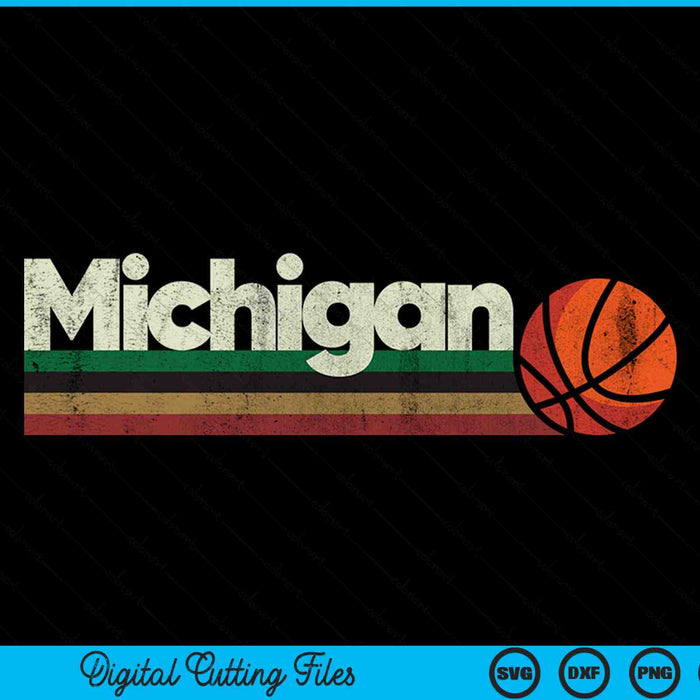 Vintage basketball Michigan b-ball retro stripes SVG cut file