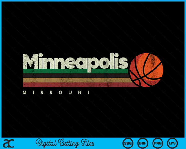 Vintage Basketball Minneapolis City B-Ball Retro Stripes SVG PNG Digital Cutting Files