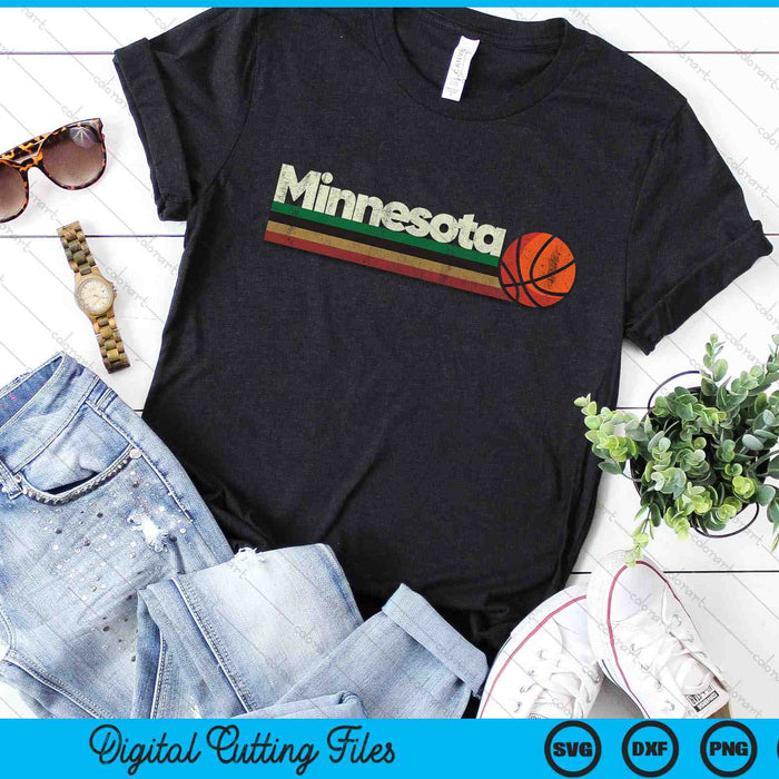 Vintage Basketball Minnesota B-Ball Retro Stripes SVG PNG Digital Cutting Files