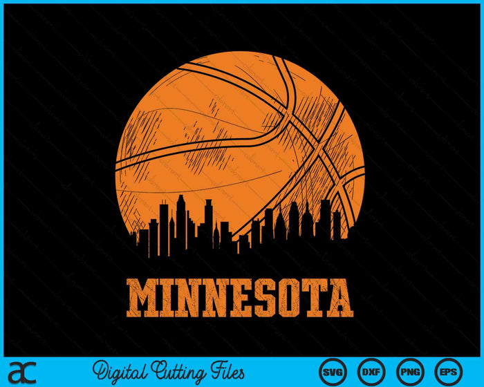 Vintage Basketball Minnesota City Skyline Outfit SVG PNG Digital Cutting Files