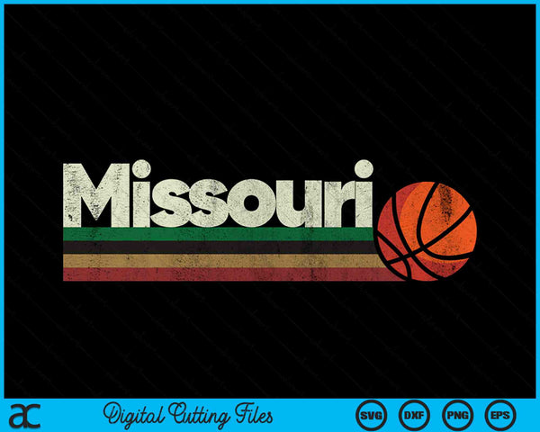 Vintage Basketball Missouri B-Ball Retro Stripes SVG PNG Digital Cutting Files