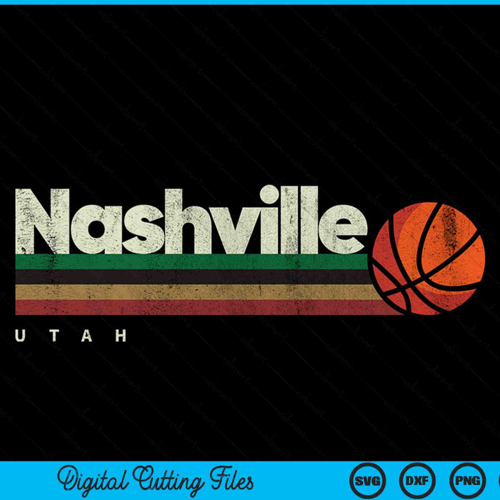 Vintage basketball Nashville city b-ball retro stripes SVG PNG cut file for Cricut