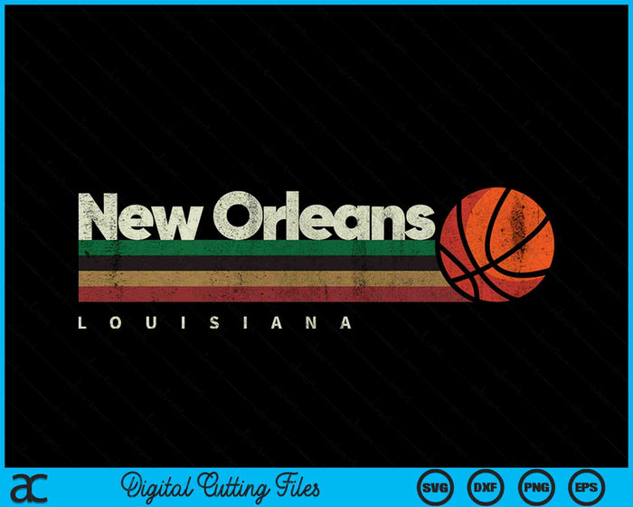 Vintage Basketball New Orleans City B-Ball Retro Stripes SVG PNG Digital Cutting Files