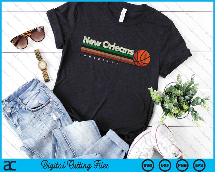 Vintage Basketball New Orleans City B-Ball Retro Stripes SVG PNG Digital Cutting Files