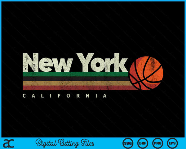 Vintage Basketball New York City B-Ball Retro Stripes SVG PNG Digital Cutting Files