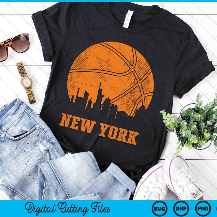 Vintage Basketball New York City Skyline Outfit SVG PNG Digital Cutting Files