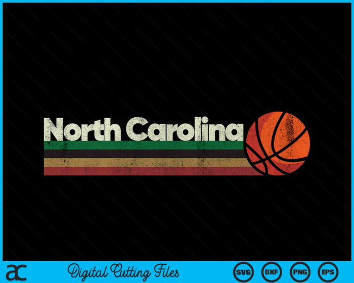 Vintage Basketball North Carolina B-Ball Retro Stripes SVG PNG Digital Cutting Files