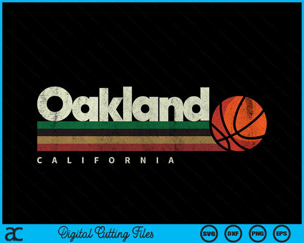 Vintage Basketball Oakland City B-Ball Retro Stripes SVG PNG Digital Cutting Files