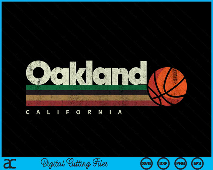 Vintage Basketball Oakland City B-Ball Retro Stripes SVG PNG Digital Cutting Files